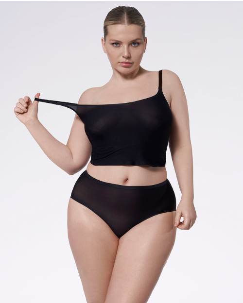 Rozciągliwa podkoszulka damska Julimex FLEXI-ONE Cami Top cienkie ramiączka CZARNA S-XL