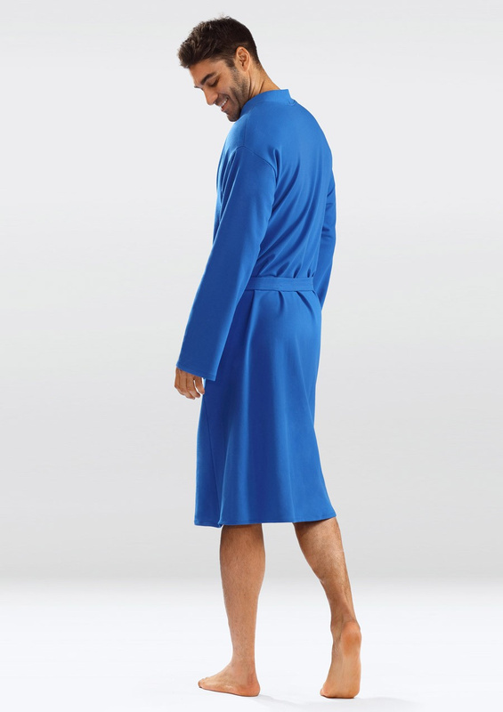 Bawełniany szlafrok/ podomka Męska Harry- niebieski- Dkaren