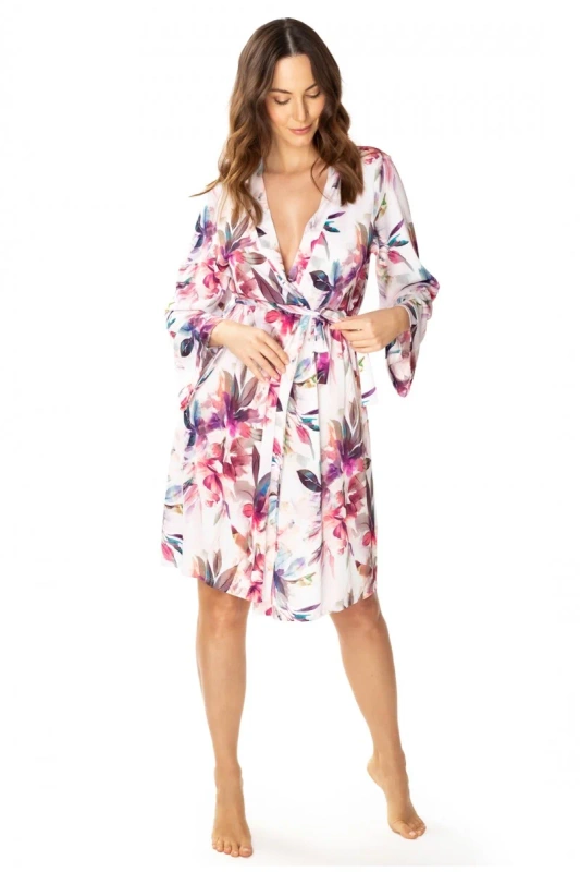 Kolorowy peniuar w kwiaty Mewa Larissa 86663