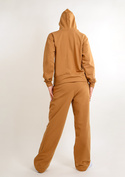 Komplet sportowy bluza z kapturem i "kangurką" oraz szerokie spodnie Dk-k-b8 - brąz bawełna - Dkaren