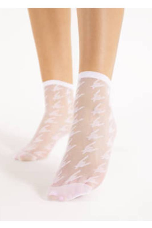 Białe skarpetki we wzorki Fiore RITA 20 den