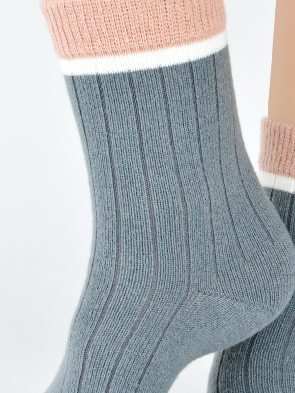 Skarpety damskie z wełną mix 6 par SB 139 tonacja szaro- różowa - Noviti