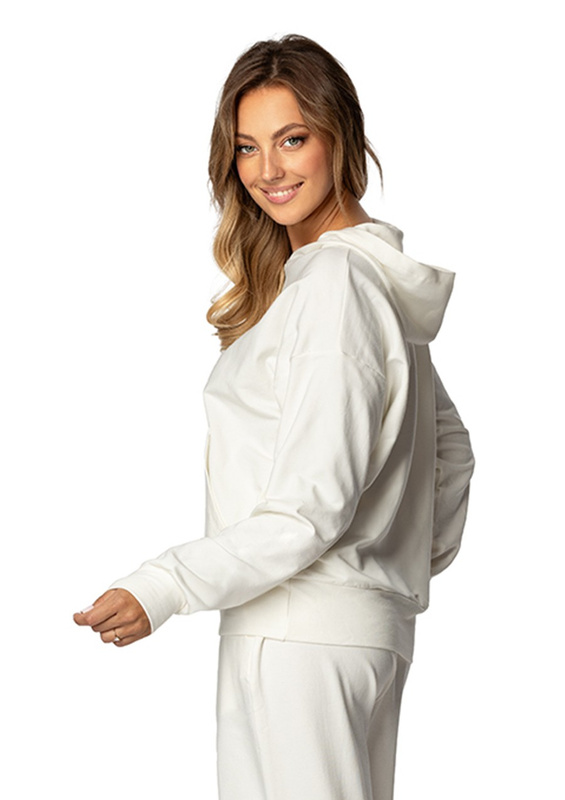 Modna bluza z kapturem DK-K-B8 - niebieski bawełna - Dkaren