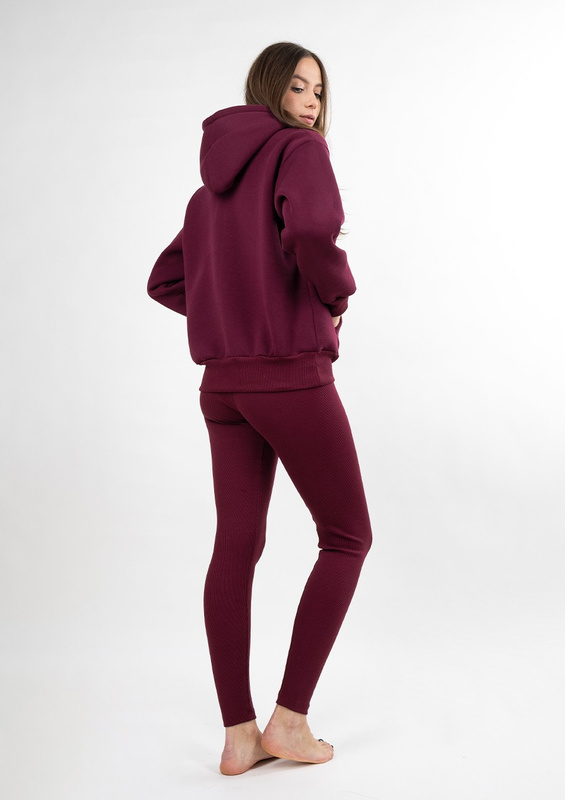 Komplet Oseye - bordo bawełna gruba i prążki - Dkaren