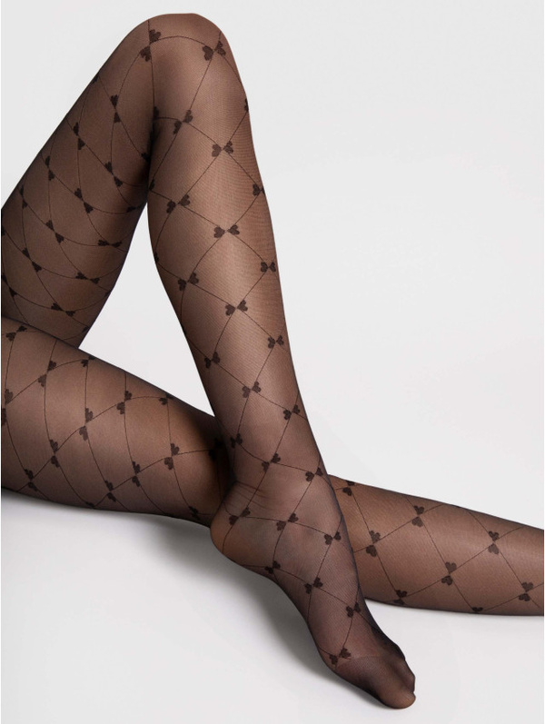 Wzorzyste rajstopy Fiore RIBBON 20 DEN black