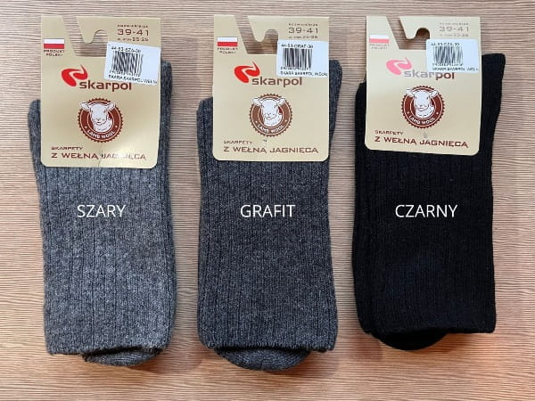 Ekskluzywne skarpetki z wełny jagnięcej Skarpol 53 - grafitowe