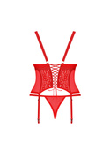 Seksowny czerwony gorset i stringi Obsessive Blossmina DUŻE ROZMIARY