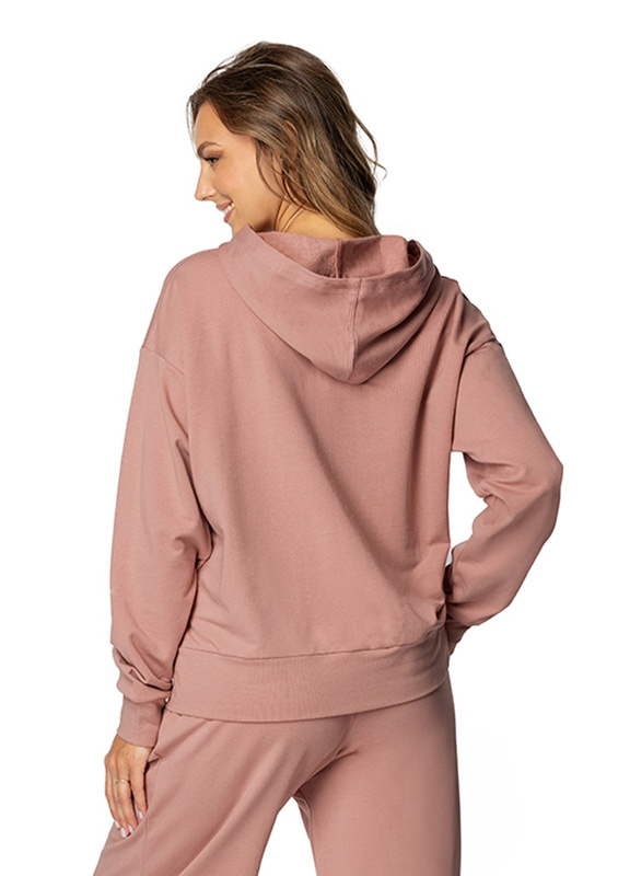 Modna bluza z kapturem DK-K-B8 - biały bawełna - Dkaren