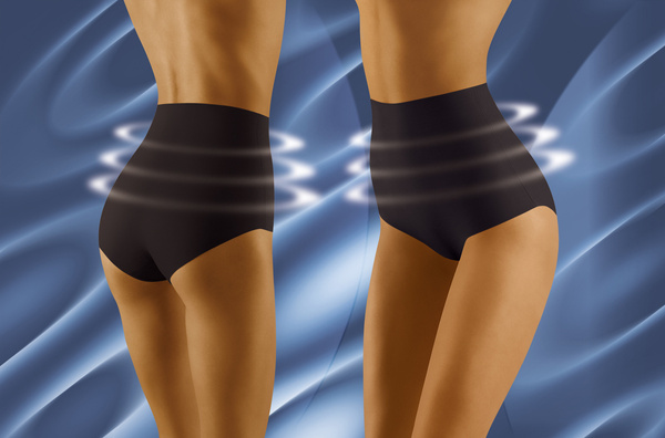 Czarne wysokie figi Wolbar Discretia modelujące biodra i brzuch