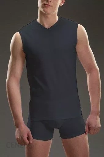 CZARNA koszulka męska Cornette 207, bezrękawnik w szpic.