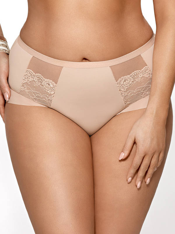 Beżowe pełne figi z koronkowymi wstawkami Gorsenia K442 LUISSE