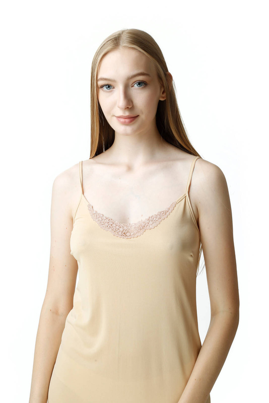 Krótka halka z jedwabiu pod sukienkę Mewa 6353 ATELIA beżowa