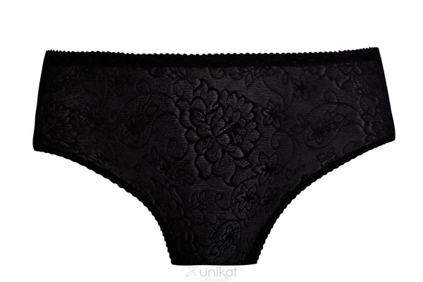 Czarne figi z ozdobnym haftem Unikat BONA