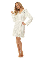 Biały szlafrok damski w kropki L&L 7119 krop/biały/graf 