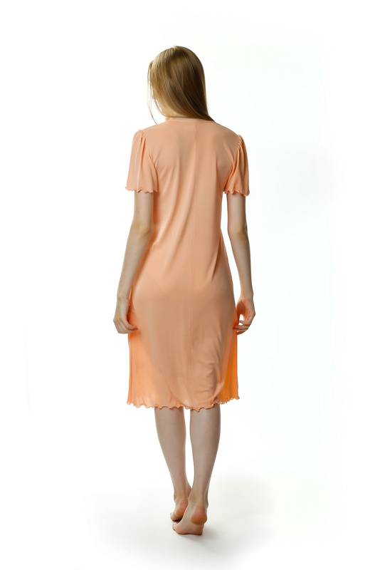 Długa koszula nocna Mewa 4112 Beatriz z jedwabiu Vistex morelowy