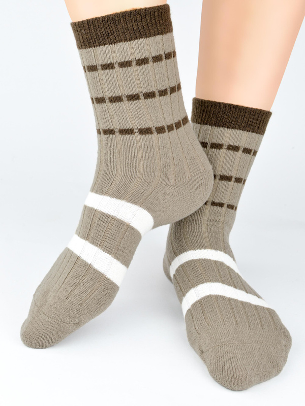 Skarpety damskie z wełną mix 6 par SB 138 tonacja beżowa - Noviti