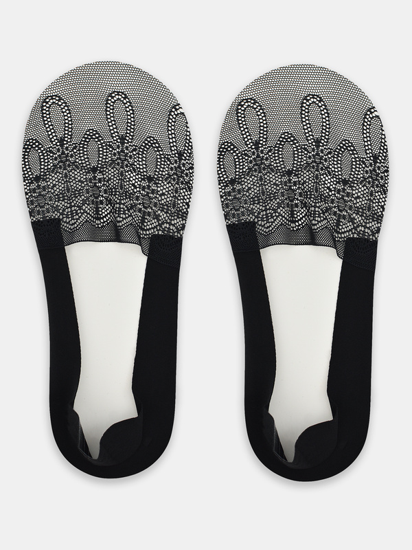 Stopki niskie koronka silikon ABS czarne - Noviti SN049