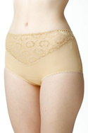 Figi damskie Liza wysoki stan z koronką kol. beżowy - Mewa