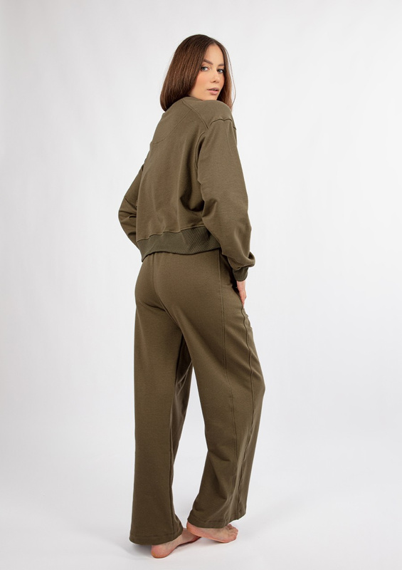 Bawełniany komplet dresowy DK-K-B23 - khaki Dkaren