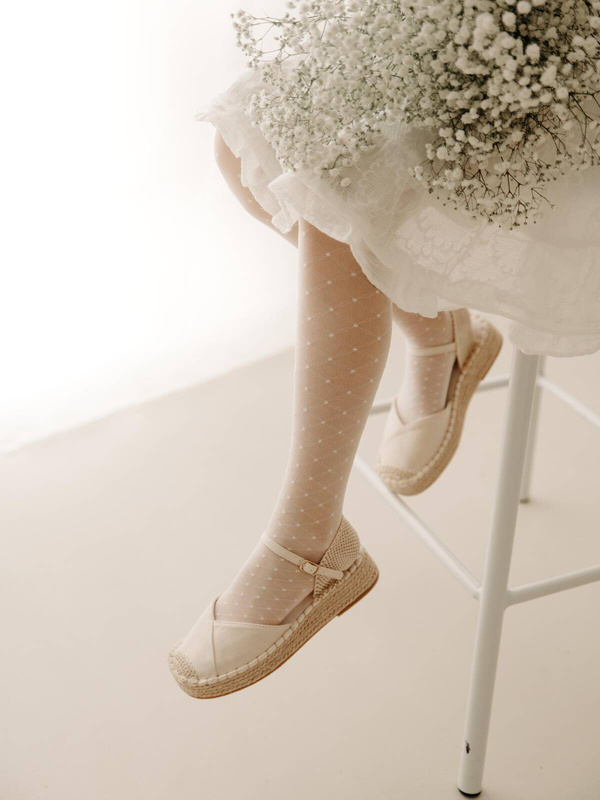 Białe rajstopy dziecięce komunijne Fiore SYLVIA 116-158