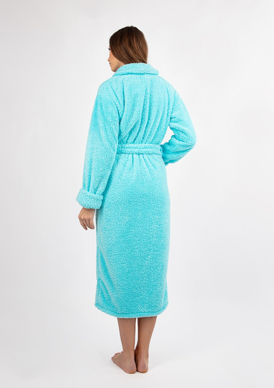 Puchaty szlafrok/ podomka ELIZA DŁUGA - puch turkus - Dkaren