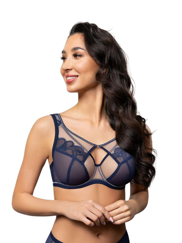 Miękki granatowy biustonosz Gorsenia K758/1 SAANVI