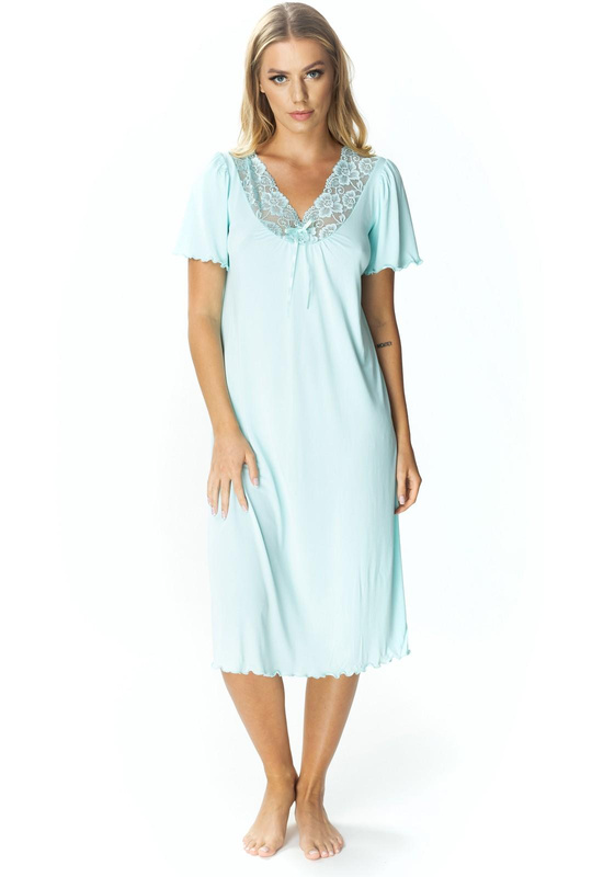 Koszula nocna Doris damska z krótkim rękawkiem 6076 miętowy - Mewa