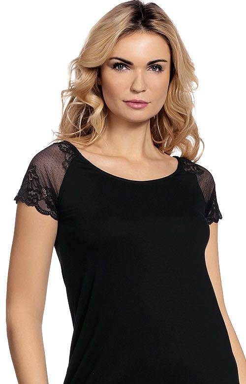 Ekskluzywna chabrowa koszula nocna De Lafense 349 / 462 Estelle S-4XL