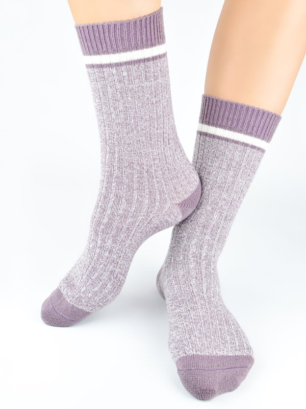 Długie skarpety z prawdziwą wełną SW030 róż - Noviti