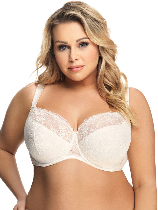 W ZESTAWIE TANIEJ: koronkowy biustonosz + figi Gorsenia Blanca ecru. K357/K358