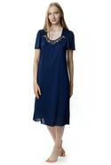 Granatowa koszula nocna Beatriz za kolano - Mewa 4112