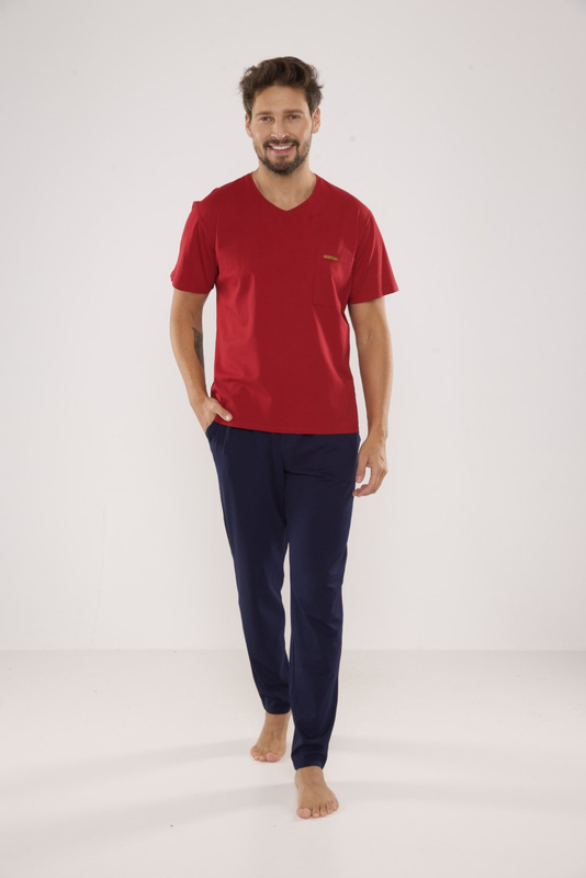 Piżama męska z krótkim rękawem i długimi spodniami De Lafense 624 Kevin
