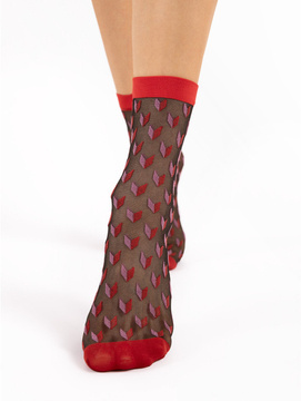 Czarne skarpetki w czerwone wzorki Fiore DIZZY 20 den red/black