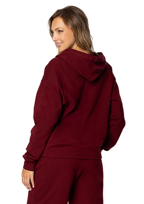 Modna bluza z kapturem DK-K-B8 - bordo bawełna - Dkaren
