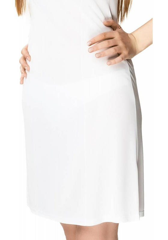 Biała halka Mewa 4127 Amelia z jedwabiu Vistex z ozdobnym dekoltem