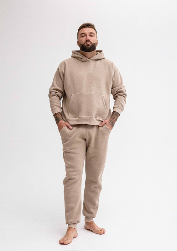 Wygodny dres męski Dk-k-b14 cappuccino bawełna gruba - Dkaren