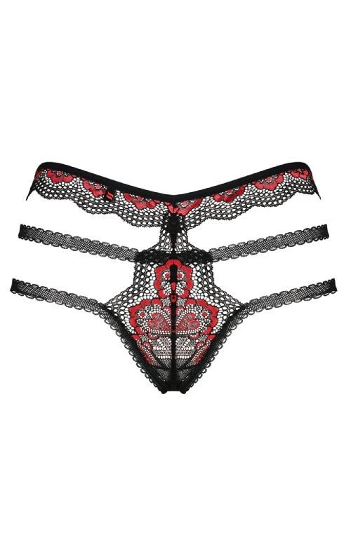 Ostatnie Sztuki Czerwono czarne seksowne figi damskie Obsessive - Megies