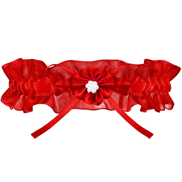 Czerwona podwiązka z kwiatkiem Julimex PW-108 FARGO