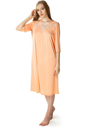Długa koszula nocna Diana z ładnym dekoltem morelowy - Mewa