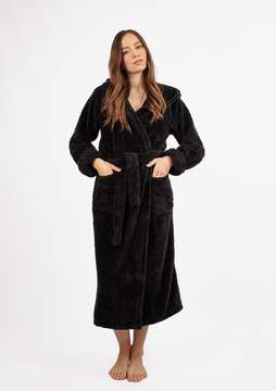 Szlafrok/Podomka DIANA DŁUGA - puch czarny  - Dkaren