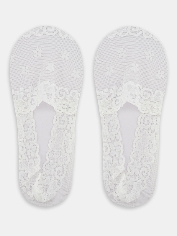 Stopki niskie koronka silikon ABS białe Noviti SN051