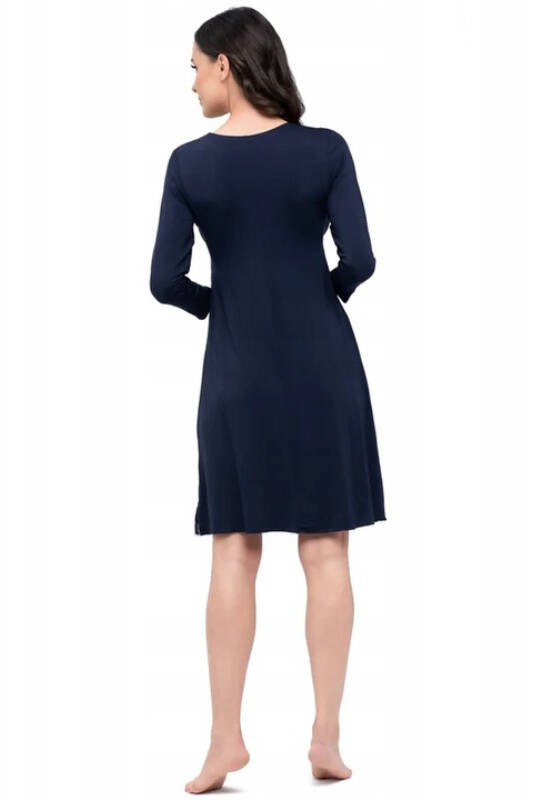 Koszula nocna z rękawem 7/8 Babella THELMA granatowa