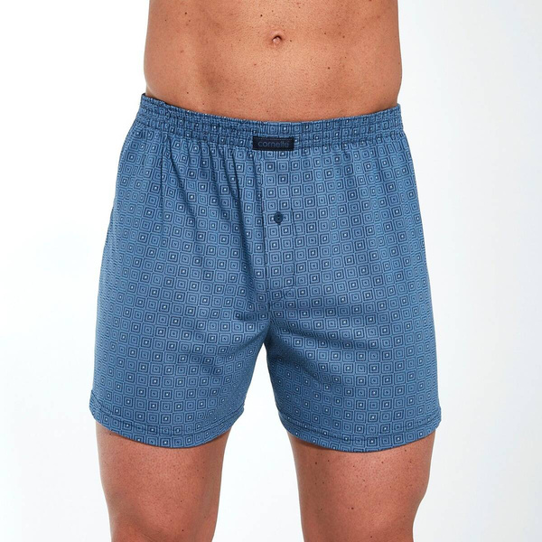 Granatowe i niebieskie luźne bokserki we wzorek Cornette Comfort