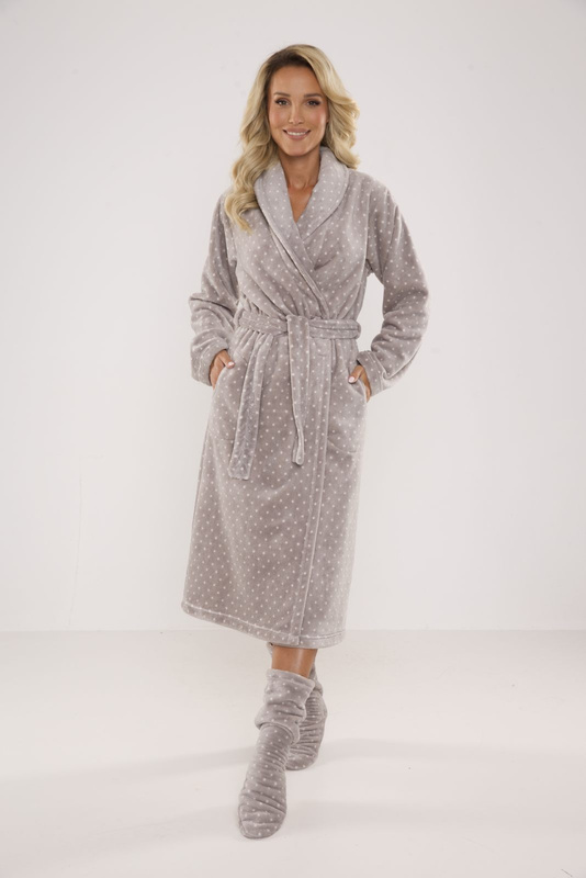 Długi miękki szlafrok damski De Lafense 548 Melanie