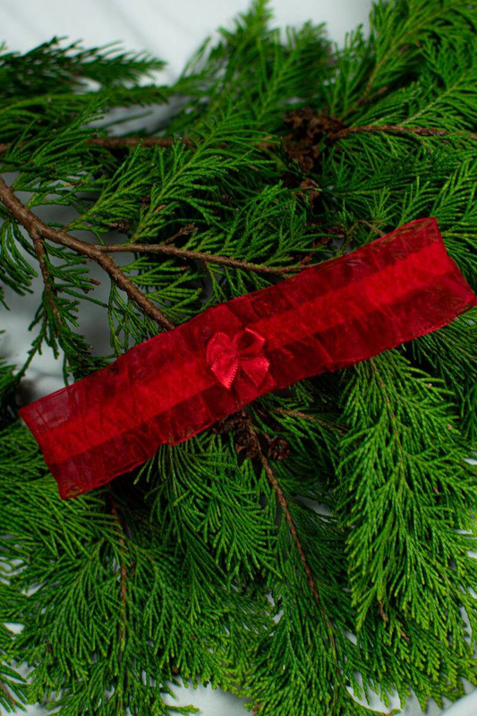 Szyfonowa czerwona podwiązka De Lafense 221