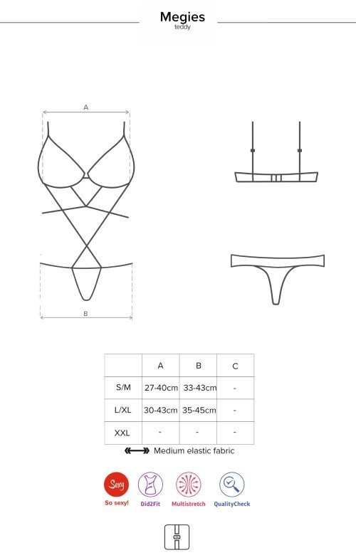 Czerwono czarne seksowne body damskie Obsessive - Megies