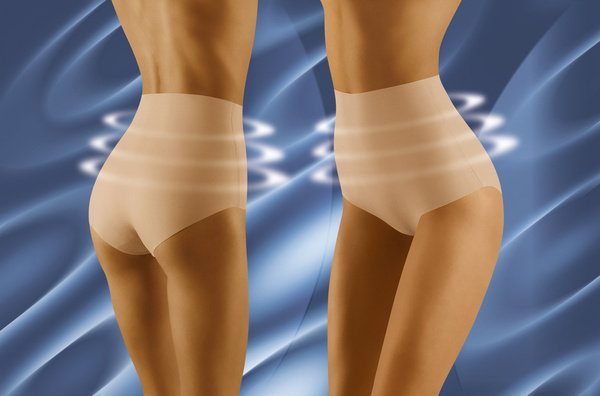 Beżowe wysokie figi Wolbar Discretia modelujące biodra i brzuch