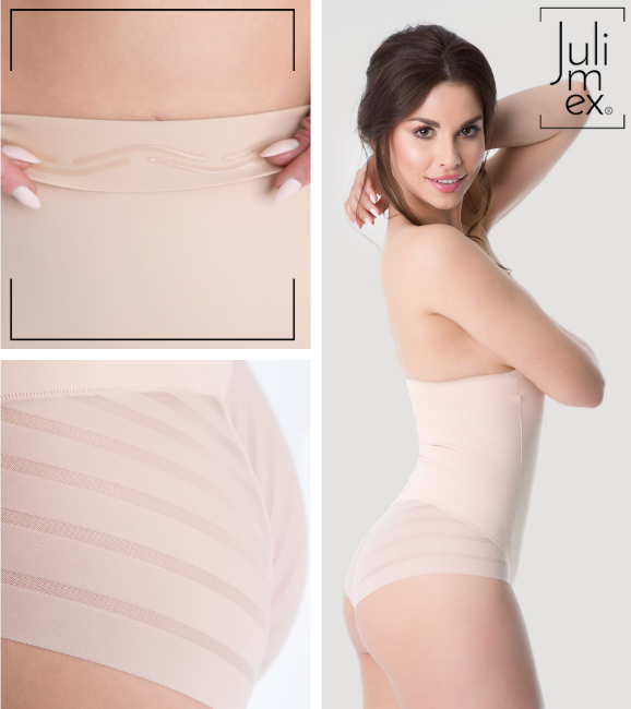 Wysokie, beżowe bezszwowe figi modelujące Julimex 141 Maxi Super High