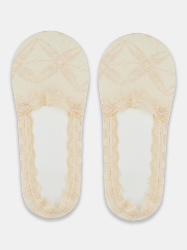 Stopki niskie koronka silikon beżowe - Noviti SN047