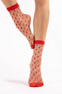 Beżowe skarpetki w czerwone wzorki Fiore DIZZY 20 den red/nude